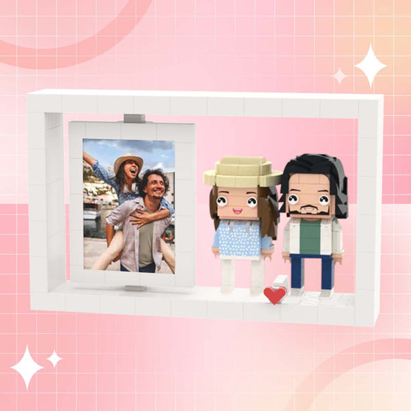Sweet Valentine's Day Gifts Full Body Customizable 2 People Photo Frame  Brick Figures Small Particle Brick Gifts
