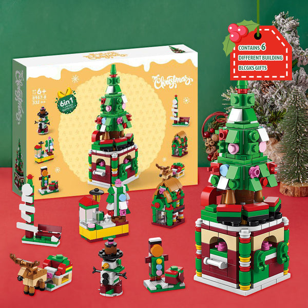 Christmas Tree Brick Figures  Surprise Blind Box  6 in 1 Brick Figures Gift Box
