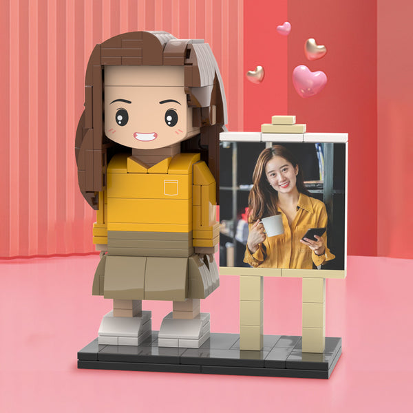 Cute Girl Full Body Custom 1 Person Brick Figures Custom Brick Figures with Frame Small Particle Block Toy