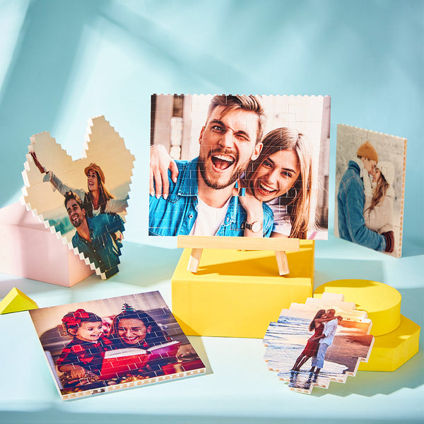 Custom Photo Building Brick Personalized Music Code Block Heart Shaped Photo Block Gifts for Her