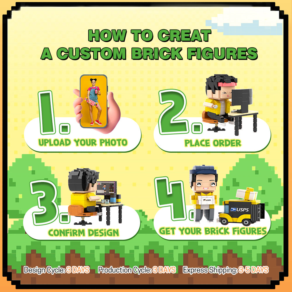 Custom Brick Figures Full Body Customizable 1 Person Small Particle Block Toy Brick Me Figures Funny Boy